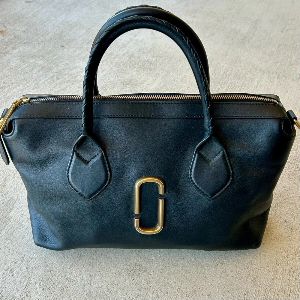Marc Jacobs Noho Black Leather Gold Hardware Satchel Doctor Tote Bag